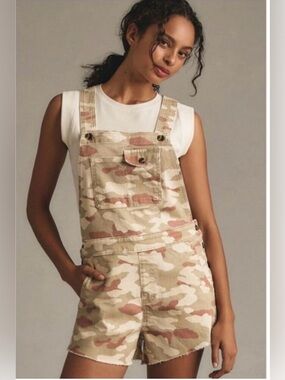 Anthropologie Pilcro Camo Short Overalls